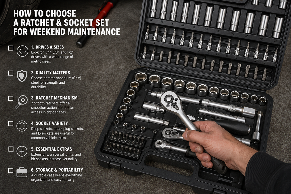 How to choose a ratchet and socket set for weekend maintenance