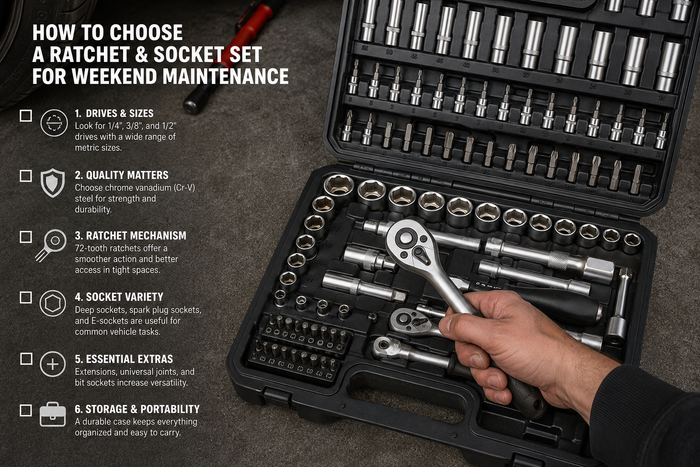 How to choose a ratchet and socket set for weekend maintenance