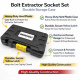 Closed IRONVOLT extractor socket case with yellow latch and labelled storage features.