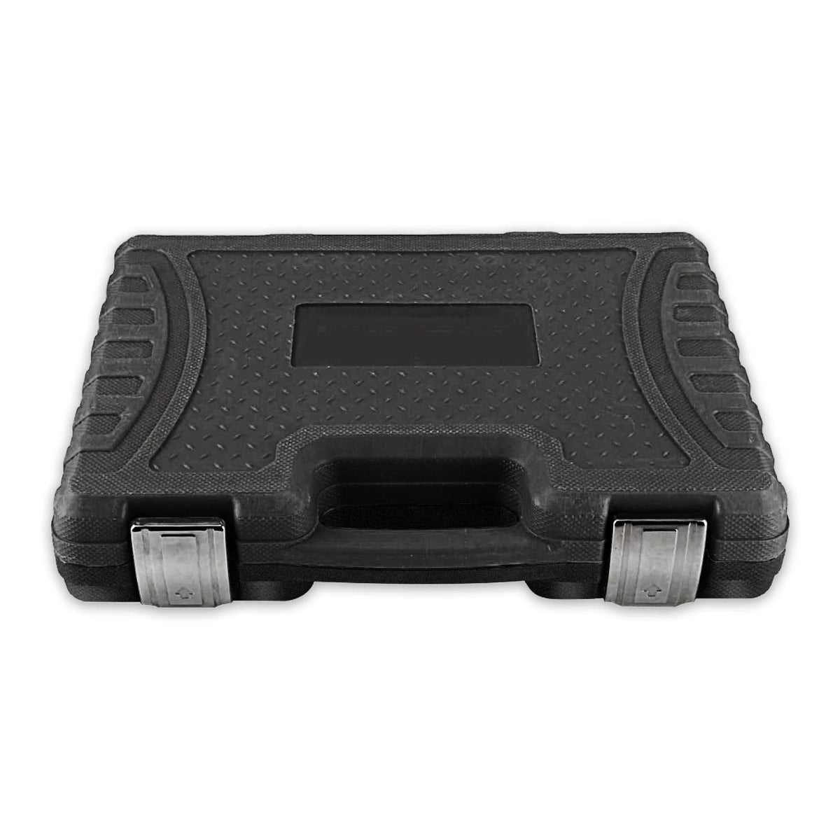 Closed black carry case with two metal latches for the IRONVOLT 94-piece socket set.